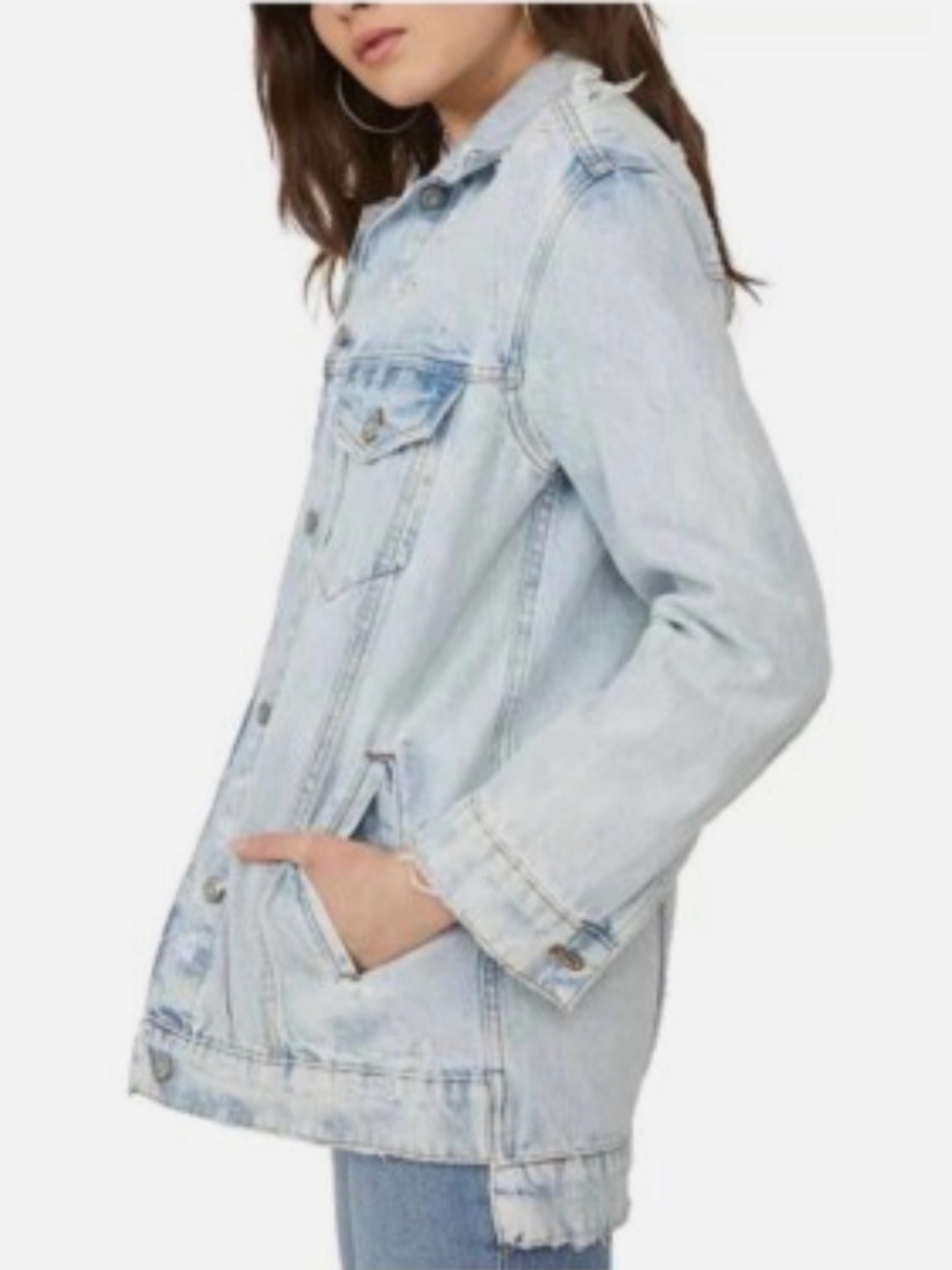We The Free Light Wash Oversized Denim Jacket